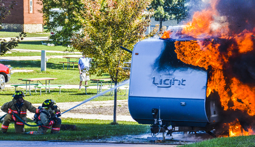 Firefighters battle trailer fire by Bill Shewchuk